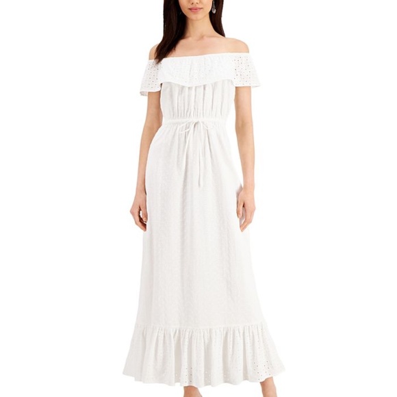 White maxi dress - eyelet- cotton- Style and co size PL - Picture 1 of 5
